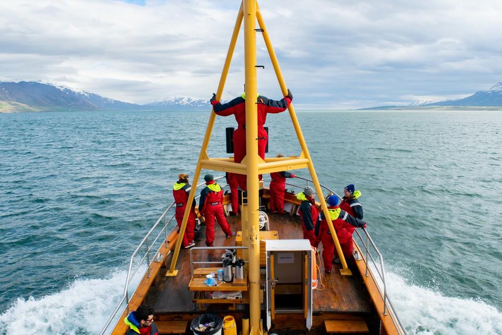 英国学生在冰岛的一艘船上